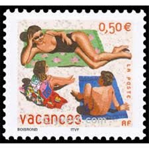 Timbre Pour Vacances : Famille À La Plage Année 2003 N° 3577 Yvert Et Tellier Luxe