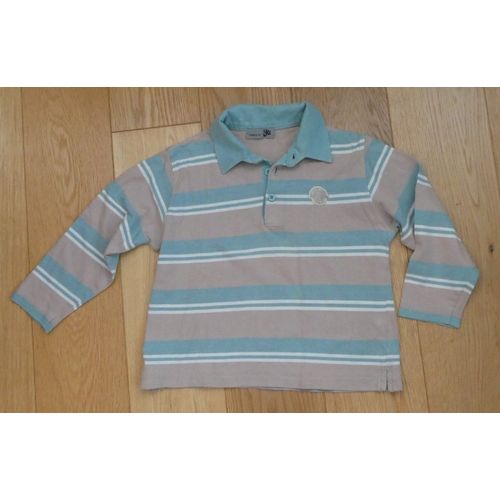 Polo 5 Ans Rayures Bleu Et Gris Manche Longue