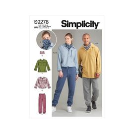 Patron Simplicity 9278 - Ensemble Unisex Sport, Top , Pantalon Et Tour De Cou Du Xs Au Xxl