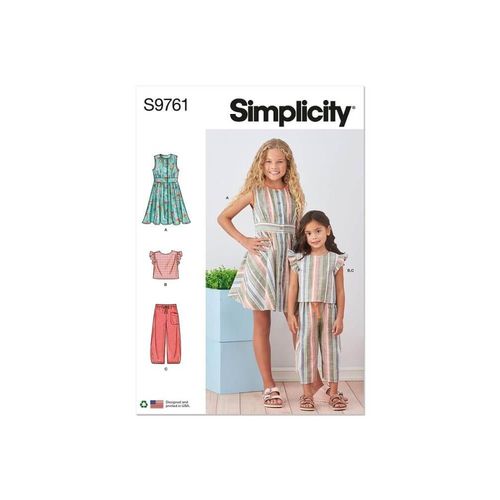 Patron Simplicity 9761 - Robe, Pantalon Et Haut Élégants Du 3 Au 14 Ans