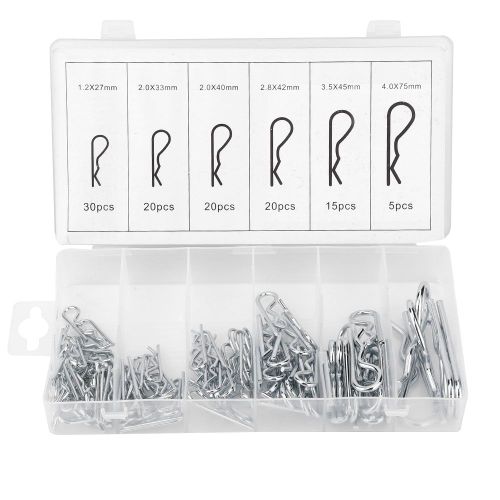 Goupille fendue ondulée galvanisée en acier inoxydable de Type R, accessoire d'outils manuels, 110 pièces