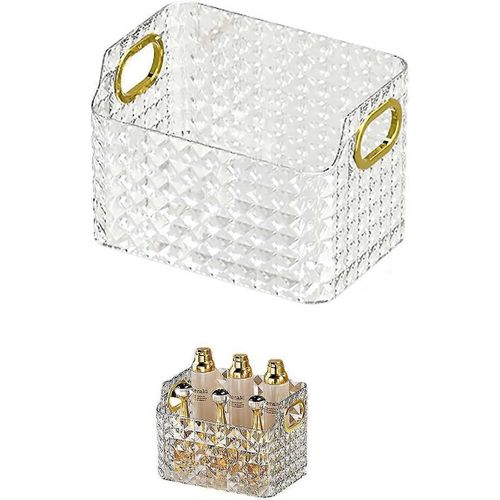Organisateur Cosmétique, Organisateur Cosmétique En Cristal De Diamant Transparent, Organisateur De Soins De La Peau, Pour La Décoration De Commode, Comptoir De Salle De Bain (Blanc)