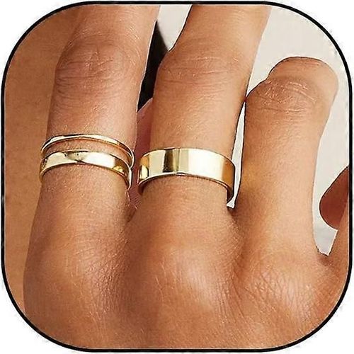 Bague En Or Bagues Bijoux Pour Les Femmes Tendance 14k Or Empilable Bague Ensemble Pour Les Femmes Non Ternir Chunky Épaisses Anneaux Pour Les Femmes Taille 5-9