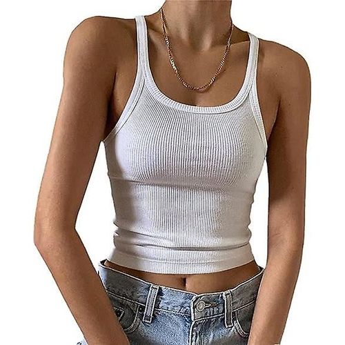 Débardeur Sans Manches Pour Femmes Forme Fitting Scoop Neck Côtelé Tricoté Cami De Baselarge