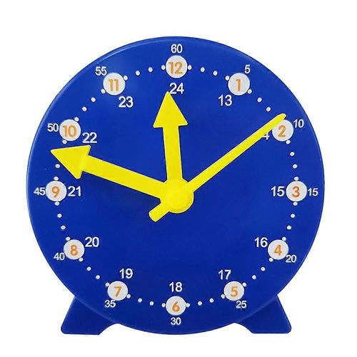 Horloge d'apprentissage pour enfants, horloge d'apprentissage de l'étudiant temps d'enseignement horloge à engrenages 12/24 heures 4+ année - bleu