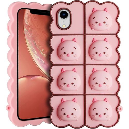 Pour Iphone Xr Coque Pour Femmes Filles Mignon Silicone Fidget Bubble Case Kawaii Drôle Pop Cochon Dessin Animé Mode Cool Antichoc Protecteur Coque De Téléphone Couverture C