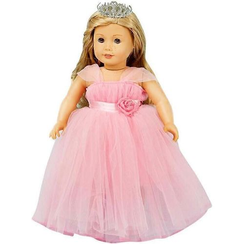Vêtements et accessoires de poupée pour filles, Costume de princesse, Robe de mariée, Robe de soirée pour poupées de 18 pouces (rose)
