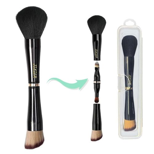 Pinceaux De Maquillage De Voyage Avec Étui, Ensemble De Pinceaux De Maquillage 4 En 1, Pinceau À Poudre, Pinceau Fond De Teint/Fard À Joues, Pinceau À Fard À Paupières, Pinceau Correcteur, Maquillage 