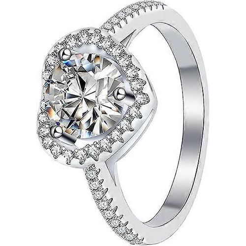 Bagues Pour Les Femmes, 1ct Bagues De Fiançailles Pour Les Femmes, 925 Argent Sterling Promesse Coeur Diamant Solitaire Bagues Pour Elle Avec Plaqué Or 18k, Né