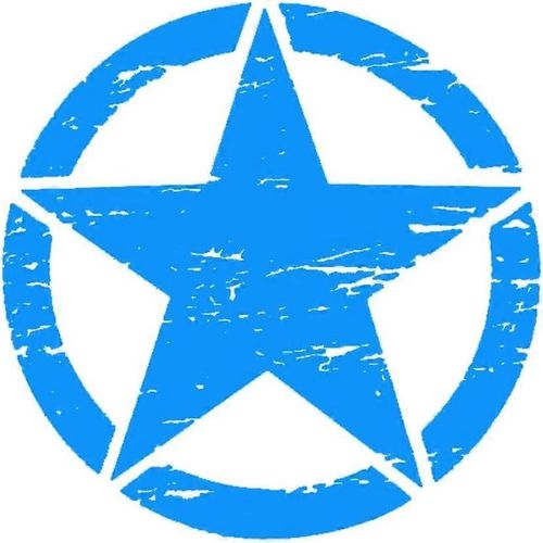 50cm Grands Autocollants Sur Les Voitures Armée Étoile En Détresse Décalcomanie Pour Jeep Autocollant Grand Vinyle Militaire Capot Graphique De Corps S¿Adapte À La Plupart Des Véhicules - Bleu