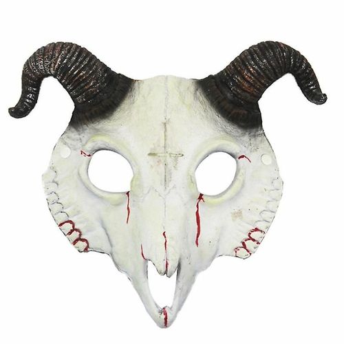 Halloween Demi Visage Effrayant Animal Masque, Démon Masque Mouton Corne Fantôme Diable Grimace, Pâques Horreur Couvre-Chef Festival Cosplay Party Costume Prop Pour Adultes