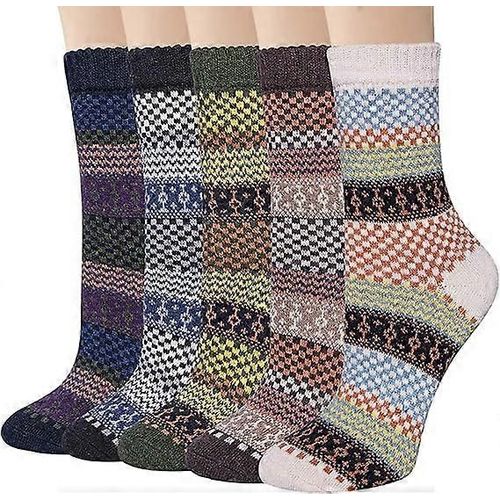 5 Paires Femmes Laine Chaussettes Épais Tricot Chaud Chaussettes D¿Hiver Confortable Chaussettes Confortables Cadeaux Pour Femmes