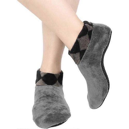 Intérieur Antidérapant Jarretière Chaude Grip Hommes Léopard Imprimé Chaussettes De Sol Double Couche Polaire Épaissie Antidérapante