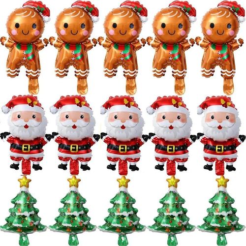 60PCS Ballons de Noël Feuille D¿aluminium Petit Ballon Jouet Noël Arbre Pain D¿épice Homme Père Noël Anniversaire P