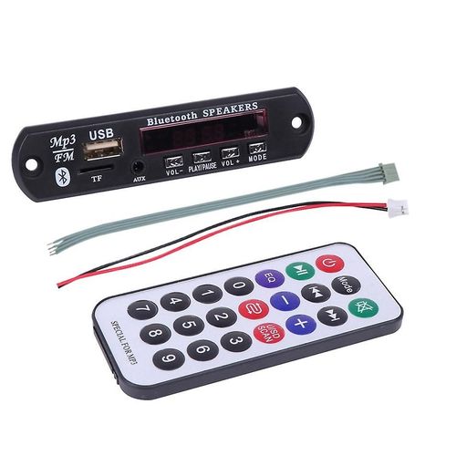 MP3 WMA WAV Carte de décodeur Bluetooth sans fil USB AUX 3.5MM avec télécommande pour voiture (Bluetooth 5.0)