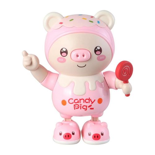 Poupée jouet de danse de cochon d¿animaux de compagnie électronique amélioré, éclairage électrique musique torsion balançoire gauche et droite marche rose