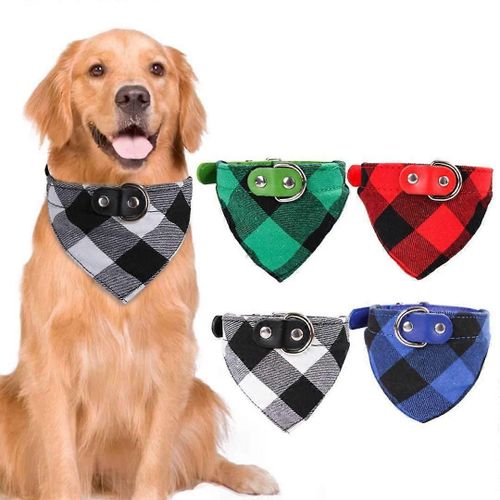4pcs Chien Bandanas Collier Chien Réglable Bandanas Grille Motif Bandanas Collier Chiot Bandana Chien Accessoires Pour Petits Chiens Moyens