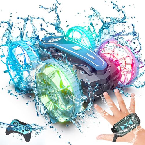 Voiture Télécommandée Tout Terrain Etanche,4x4 360° Rotative Voiture Telecommandé Enfant 3 4 5 6 7 8 Ans,Capteur Gestuel Bateau Télécommandé Pour 2 Heures De Jeu,Jouet Garçon Cadeau
