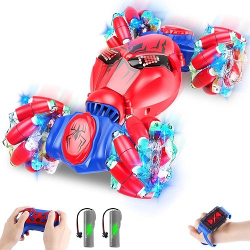 Voiture Télécommandée,2.4ghz 360° Rotation Voiture Télécommandée Enfant Avec Commande Manuelle,Radiocommandée Voiture Telecommandé Tout Terrain Avec Lumière Et Musique Pour Garçon Fille 8 À 12 Ans