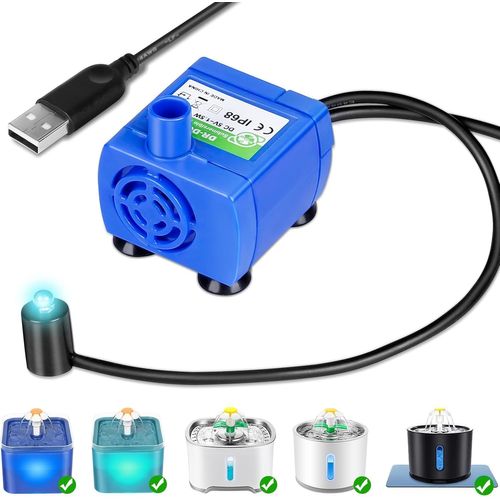 Pompe De Fontaine À Chat,Dr-Dc160 Pompe Fontaine À Chat Avec Lumière Led Et Câble De 170cm Pour 2L Fontaine Chat(Pas D'Adaptateur Usb)