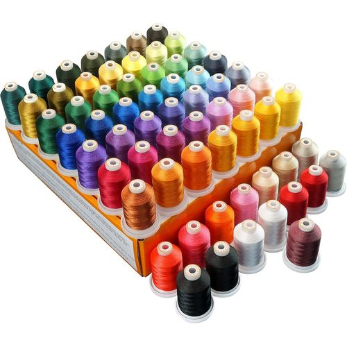 64 Bobines 1000M(1100Y) Polyester Fil Machine À Broder Pour Professionnels Amateurs De Broderie Et Débutants