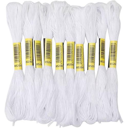 24 Pcs Fil A Broder-Fils À Broder Blancs Pour Point De Croix-En Coton De Qualité Supérieure-Idéal Pour Travaux Manuels Et Bracelets D'amitié