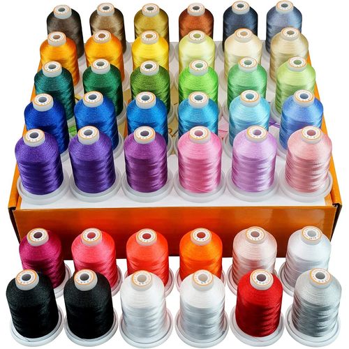 42 Bobines 1000M(1100Y) Polyester Fil Machine À Broder Pour Professionnels Amateurs De Broderie Et Débutants