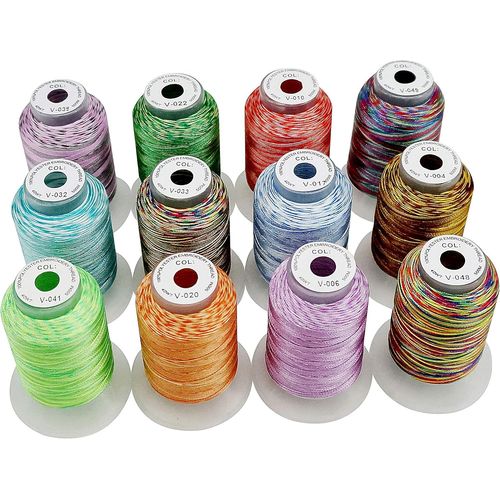 12 Multicolore Polyester Fil Machine À Broder Pour Brother/Babylock/Janome/Singer/Kenmore Machine 500M(550Y) / Bobine-Assortiment1