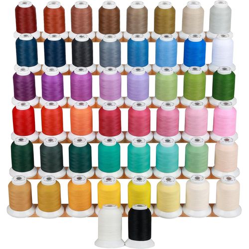 60Wt Fil Machine À Broder Frosty Mat 50 Couleurs 600M Pour Broder Des Contours Nets,Des Logos,Des Lettres Fines,Des Petites Broderies Détaillées Et De La Couture Decorative