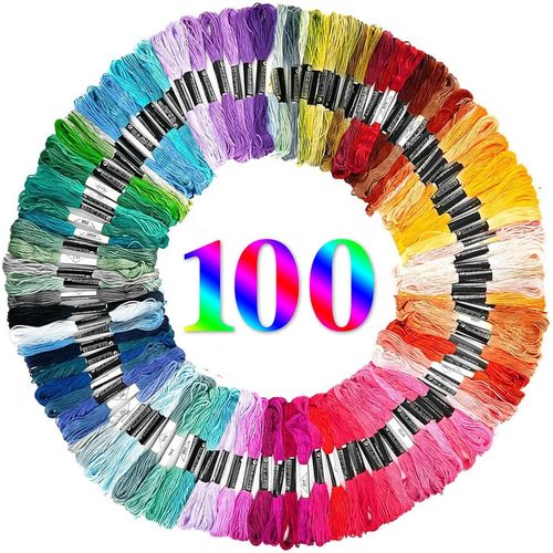 100 Colores Fils À Broderie Fil À Broder En Coton Doux Kit De Démarrage De Broderie Pour Adultes Enfants Et Débutants Fil À Broder Pour Bracelets D'amitié