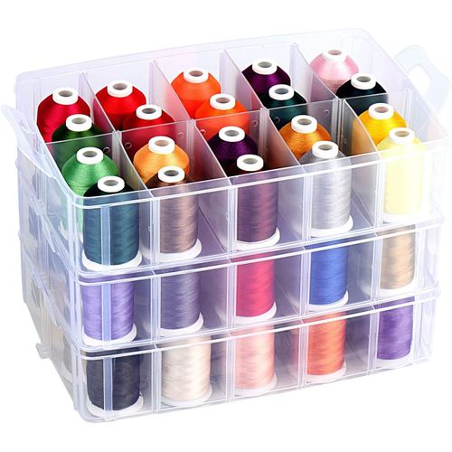 63 Couleurs Fil À Broder En Polyester Avec Boîte De Rangement En Plastique ¿ Idéal Pour Machines À Broder Et À Coudre