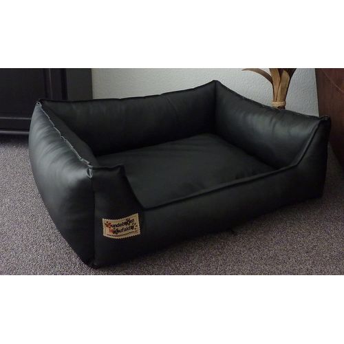 80cmx60cm Panier De Chien Similpelle Cuir Synthétique Noir