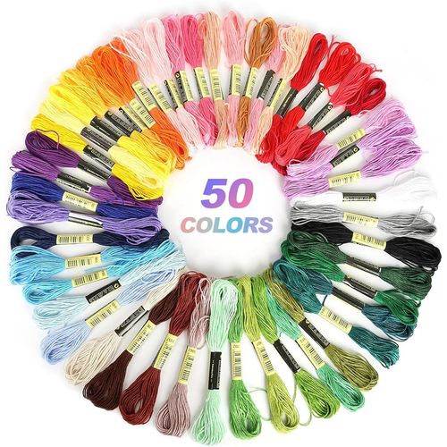 Lot De Fils À Broder En Coton 50 Couleurs Fil À Broder Doux Fil À Broder Pour La Fabrication De Bracelets Au Point De Croix Pour Débutants