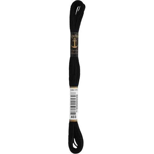 Ancre Six Strand Fil À Broder 8,75 Yards-Black 12 Par Boîte