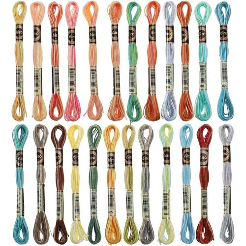 Lot De 24 Écheveaux De Fil À Broder Au Point De Croix-Couleur Arc-En-Ciel-Fil À Broder Dégradé À La Main-Fil De Coton Pour Bracelet D'amitié-Pour Broderie À La Main