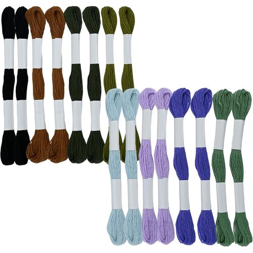 Fils À Broder Pour Point De Croix-16 Écheveaux De Fil À Broder-8 Couleurs-Fil En Coton Et Polyester Pour Bracelets D'amitié,Loisirs Créatifs-Accessoires De Couture Pour Adultes-C
