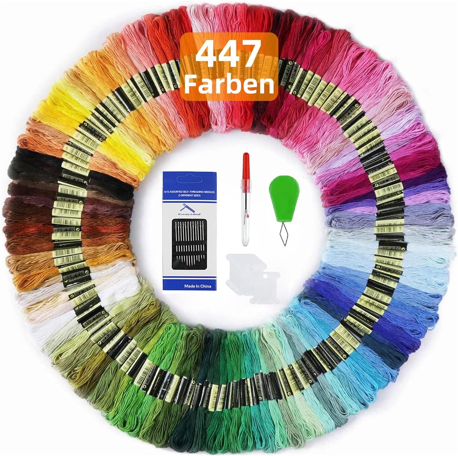 Maxee 447 Couleurs De Fil À Broder,Couleur Arc-En-Ciel,Fil À Broder Pour Point De Croix,Fil À Bracelet,Fil À Torsader Pour Travaux Manuels,Travaux Manuels