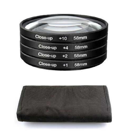 Close-Up Filter Kit de Lentilles Macro Universelles 58mm (+1/+2/+4/+10) pour Canon Nikon Sony Pentax Olympus Fuji DSLR Camera