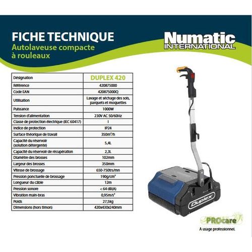 Autolaveuse DUPLEX 420 à rouleaux