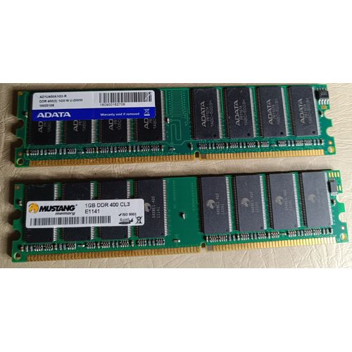 Lot de 2 barrettes 2x1 gb de RAM DDR 400 CL3 MUSTANG ADATA