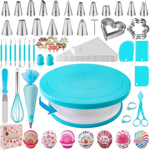 Kit Patisserie Douille Patisserie 285pcs, Patisserie Accessoire, Ustensiles À Pâtisserie Inclure Plateau Tournant Gateau, Poche A Douille, Spatule.[G119]