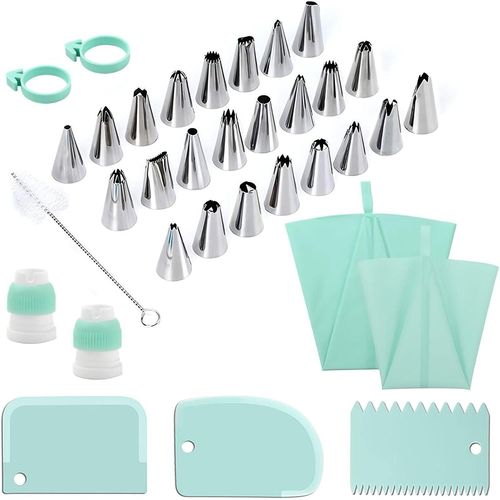 Poche A Douille Patisserie, 34pcs Poche À Douille Professionnelle Réutilisable En Silicone Ustensiles À Patisserie Accessoire Avec Spatule Patisserie, Pour Gâteaux Puff Cookie Cupcake.[G201]