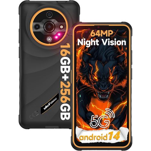 Ulefone Armor X31 Pro Incassable 5G 16 Go + 256 Go / SD-2TB Android 14 Smartphone 6,56" 120Hz 6050mAh 64MP+25MP, 3-Slots/OTG/NFC, Orange
