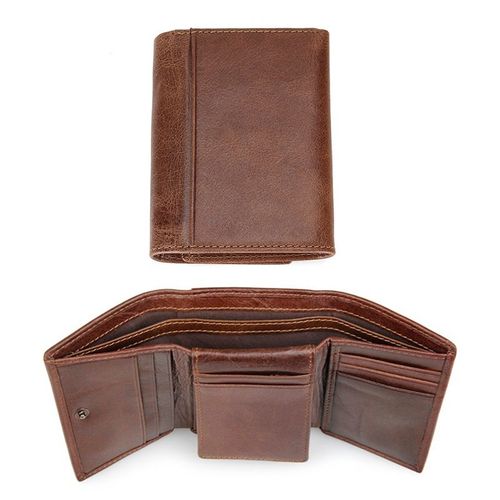 Portefeuille RFID en cuir à balayage antivol pour hommes,moraillon de loisirs,mini étui mince pour hommes,sac à main à trois volets pour cartes de crédit