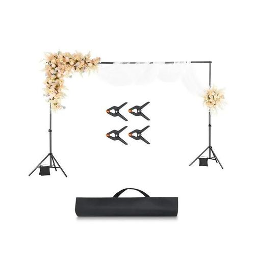 Support Toile de Fond-VEVOR-198 x 300 cm-Kit Support Fond Photo Réglable-Portable-avec 5 Barres Transversales
