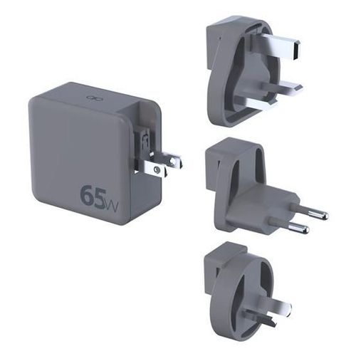 Force Power - Adaptateur secteur - technologie GaN - 65 Watt - PD - 3 connecteurs de sortie (USB, 2 x USB-C) - gris