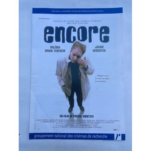 Dépliant Presse Gncr Du Film "Encore" - Pascal Bonitzer, 1996 - Prix Jean Vigo 96 - Avec Valeria Bruni-Tedeschi, Jackie Berroyer, Natacha Regnier, Laurence Côte, Hélène Fillières, Eva Ionesco...
