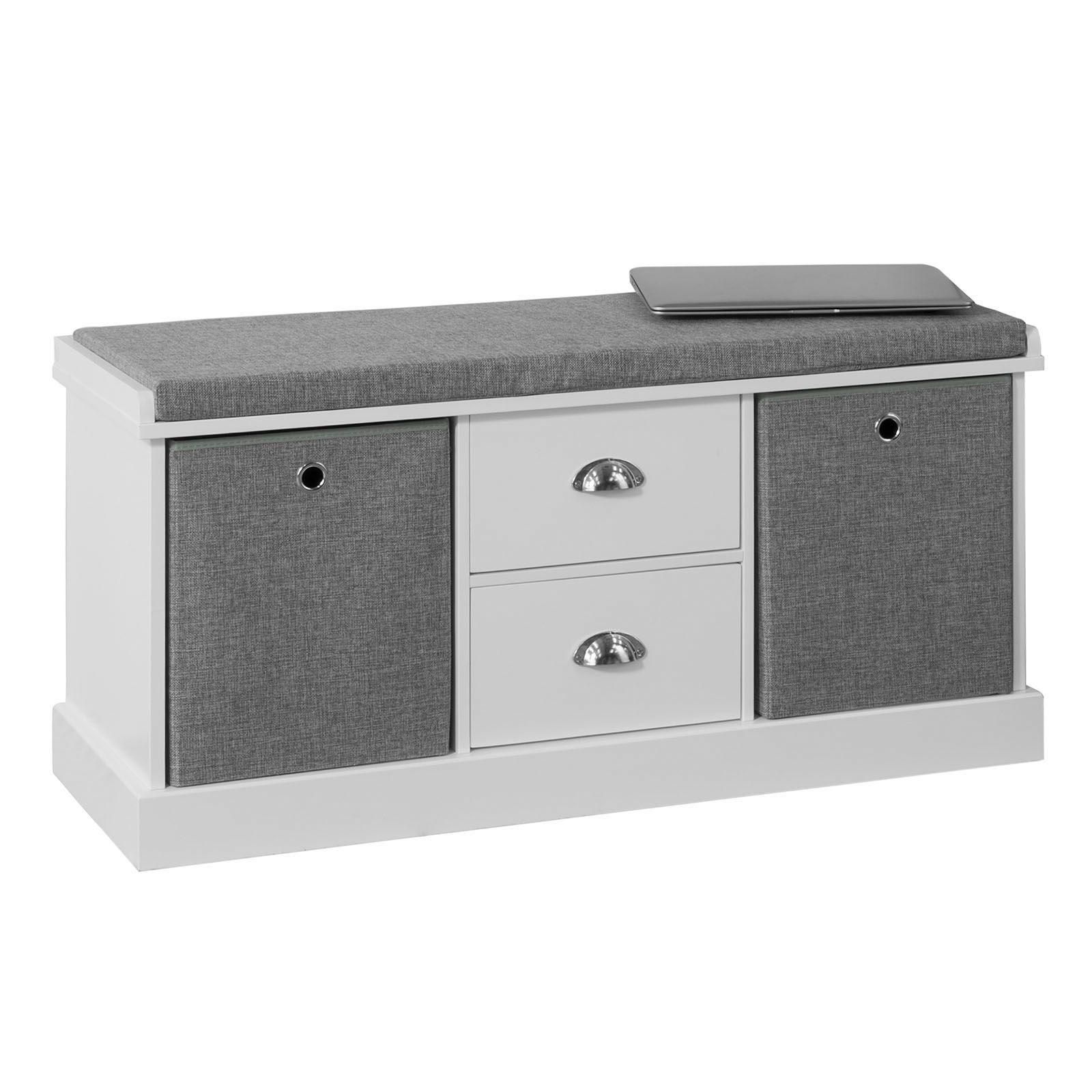 Sobuy Fsr66-Hg Banc De Rangement Avec Coussin Rembourr, 2 Tiroirs Et 2 Pa...
