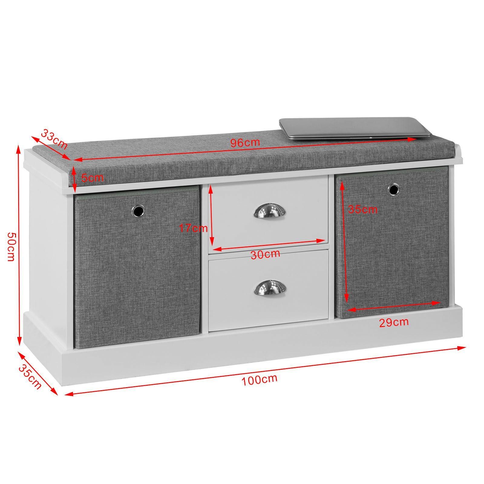 Sobuy Fsr66-Hg Banc De Rangement Avec Coussin Rembourr, 2 Tiroirs Et 2 Pa... - 2