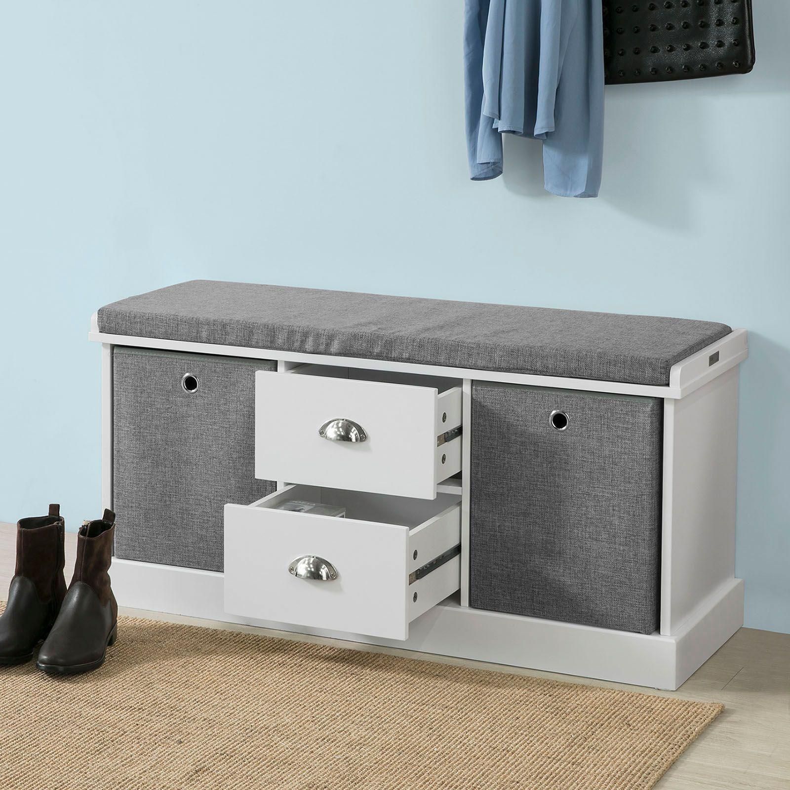 Sobuy Fsr66-Hg Banc De Rangement Avec Coussin Rembourr, 2 Tiroirs Et 2 Pa... - 3